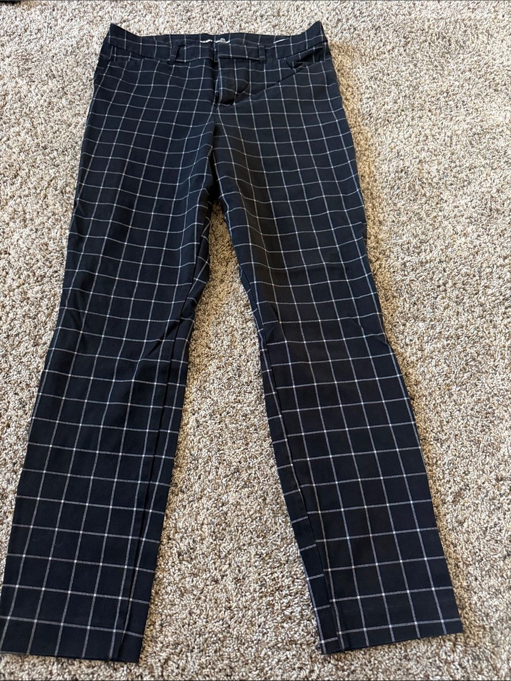Old Navy Black Windowpane Skinny Pants with White Grid